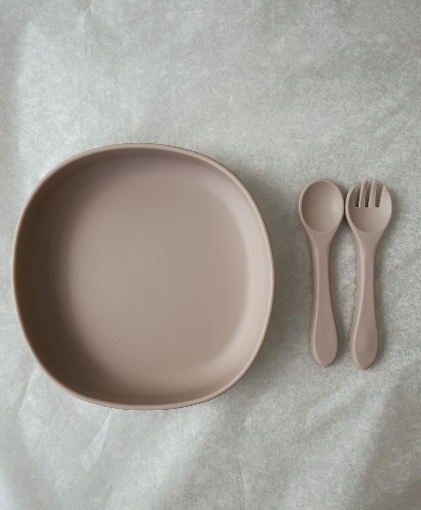 Plate with spoon and fork Beige