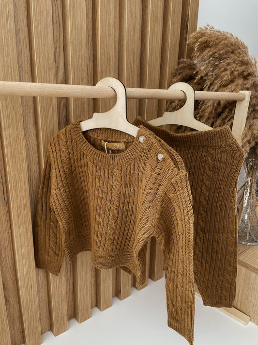 Cable Knit Set Camel